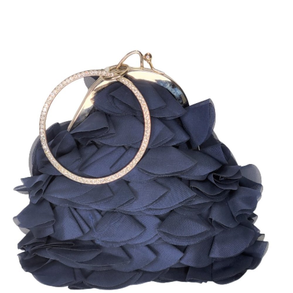 RUFFLES and Frills Blue Wristlet Clutch Purse Party Evening Cocktail Bag - NWOT